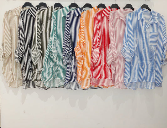 CAMISA RALLADA ALGODÓN